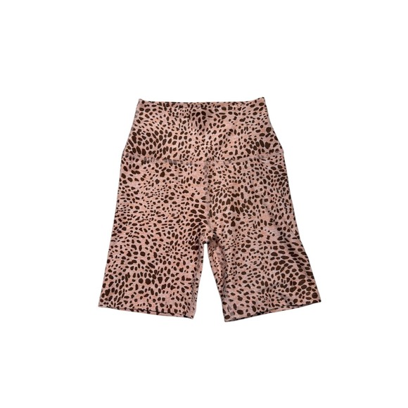 Beyond Yoga Pink and Brown Leopard Bike Shorts - Picture 2 of 6